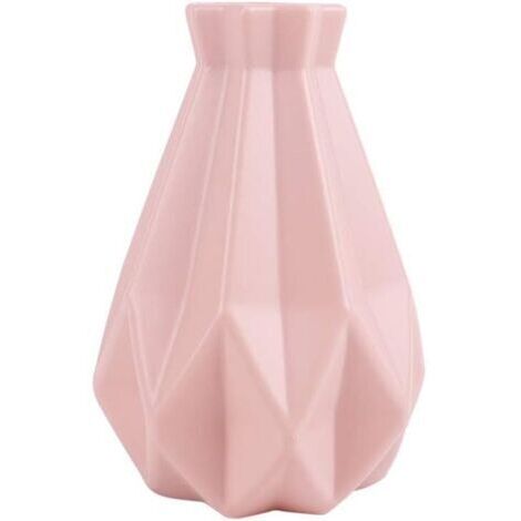 Vase à fleurs géométrique en céramique, vase simple et incassable pour la décoration intérieure (table de salon) - Rose