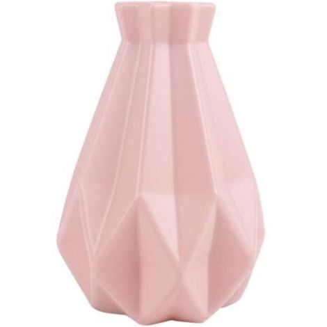 Vase à fleurs géométrique en céramique, vase simple et incassable pour la décoration intérieure (table de salon) - Rose