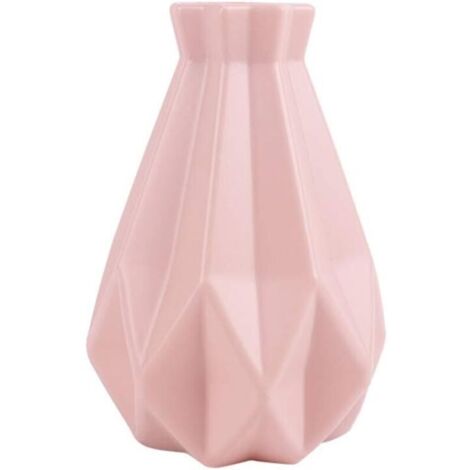 Vase à fleurs géométrique en céramique, vase simple et incassable pour la décoration intérieure (table de salon) - Rose