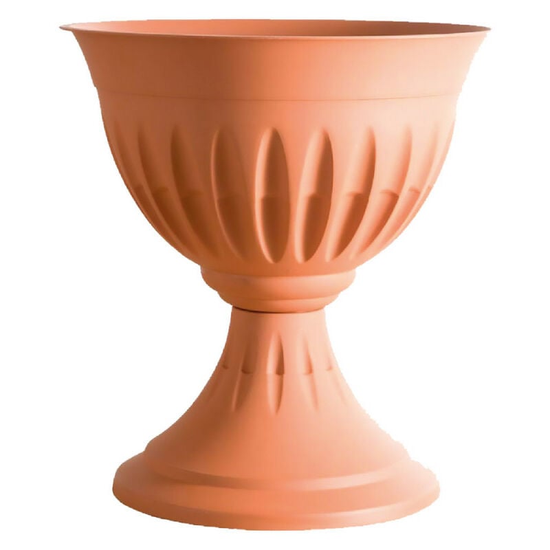 Vase en pvc de forme gobelet d'un diamètre de 43 cm et d'une hauteur de 46 cm, d'une contenance de 20 litres, de couleur grise.