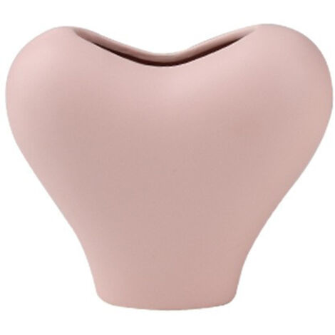 Vase "Amour Céleste" Ceramic Heart-Shaped Matte Pink Décor (Styrofoam + Cardboard Box Packaging)