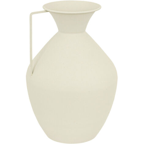 Vase amphore  en métal Blanc design moderne H 36 cm - Atmosphera