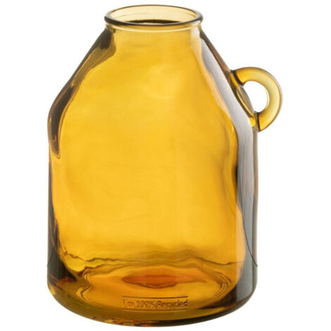 Vase Anse en Verre "Bouteille" 25cm Ocre
