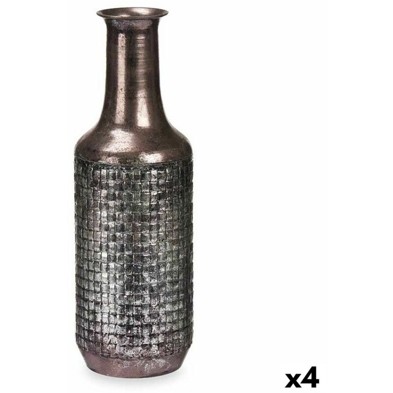 Giftdecor - Vase en métal argenté 14 x 46 x 14 cm (4 unités) avec embossage