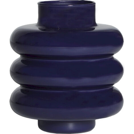 Vase art déco en verre bleu finition laquée élégante - Bleu laqué intense