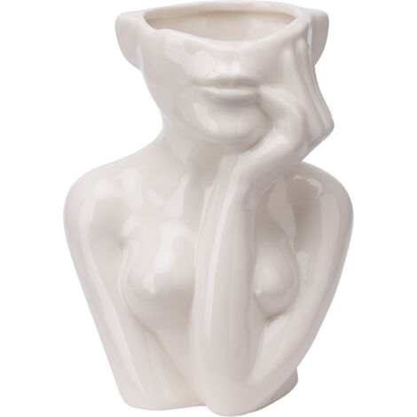 Vase Art Décor Mano Artiste Céramique Blanc Noir Moderne Décor Maison Cadeau Créatif [Céramique, Blanc ou Noir, 22 x 16 x 14cm ou 10cm x 28cm x 4cm, 1 vase]
