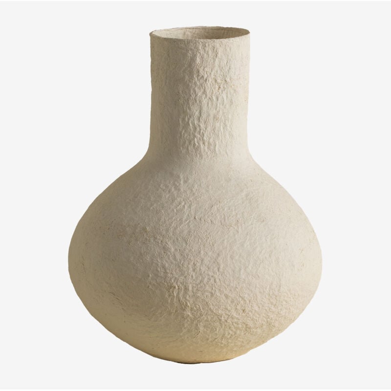 Sklum - Vase artisanal décoratif en papier mâché arganil Blanc