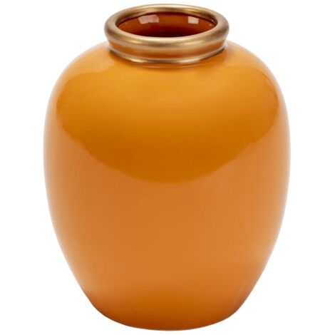 Vase artisanal en céramique orange et doré BOKA – H 34cm