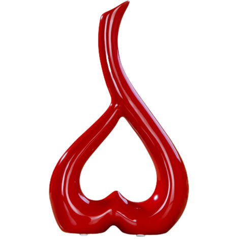 Vase Artisanal [Vase Cœur Émotion] Finesse Céramique Décor Blanc Noir Rouge Jaune Vert Anti-Dérapage 26x15cm Cadeau Romantique