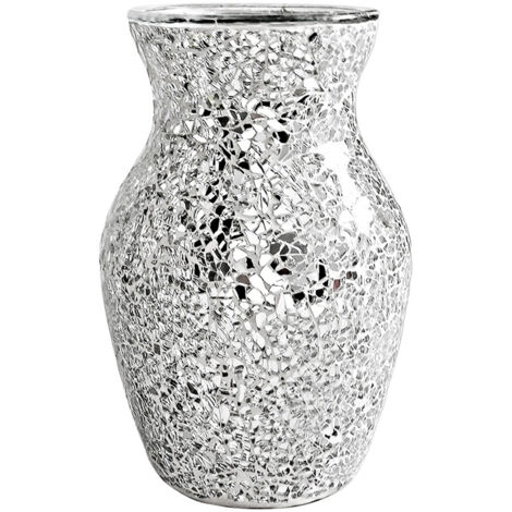 Vase artisanale en verre mosaïque éclatante diamètre 10 cm hauteur 20 cm cadeau décoration