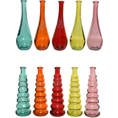 Vase aus recyceltem Glas, 10 verschiedene Farben
