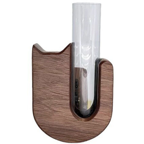 Vase Autour du Chat - Version II en bois de noyer noir pour voiture (tubes épaissis) - Décor intérieur hydroponique pour console centrale ou prise de ventilation
