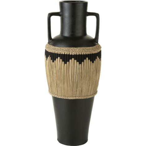 Vase avec anses 43x43x100 cm avec motifs en terre cuite noir