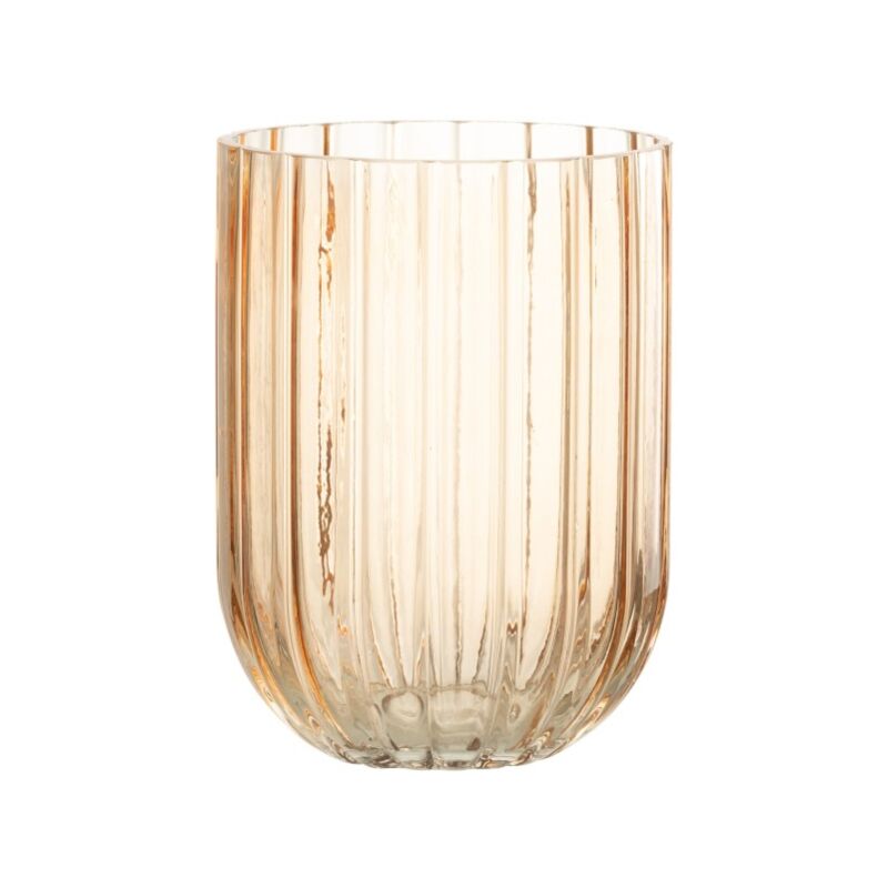 Jolipa - Vase avec ligne en verre rose 15x15x21 cm