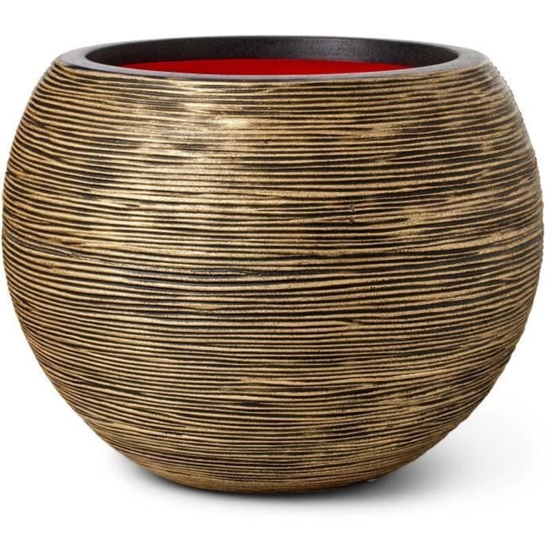 Vase boule Capi Europe rib nl - 40 x 32 cm - Noir / Or