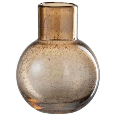 Vase Boule Design en Verre "Goulot" 19cm Marron