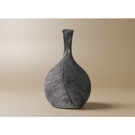 Vase boule en résine noir et blanc H43 cm EBENE