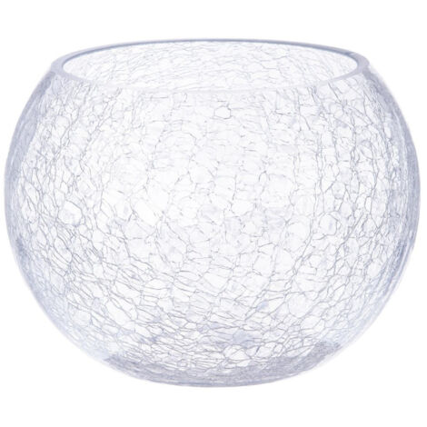 Vase Boule en Verre "Craquelé" 20cm Transparent