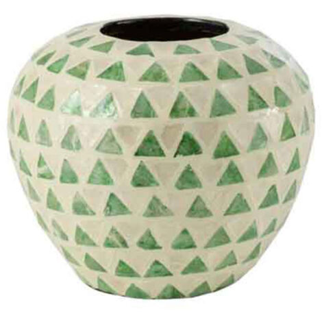 Vase Boule Motif Mosaïque "Nuye" 26cm Vert