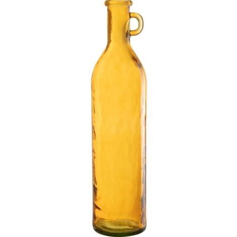 Vase bouteille cylindrique ocre en verre soufflé jaune élégant - Ocre jaune lumineux