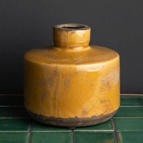 Vase bouteille large moutarde 13x13cm