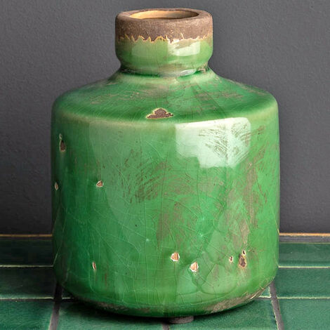 Vase bouteille vert olive 14x11cm