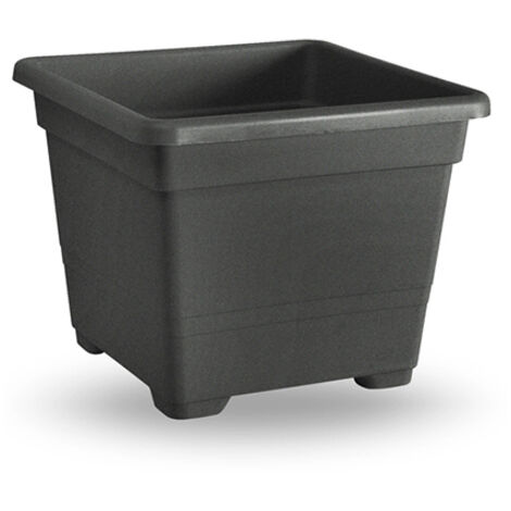 VASE CARRE 27 CM 60% RECYCLABLE ANTHRACITE