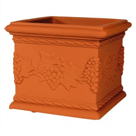 Vase carré décoratif classique traditionnel 23x23 cm H20 en polymère de terre cuite résistant pour plantes de jardin et de terrasse