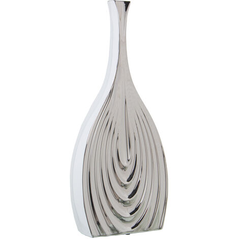 Vase Ceramic 47cm White/Silber 20X8X47CMPOUR Alle Stile, um dem Haus eine Note zu verleihen