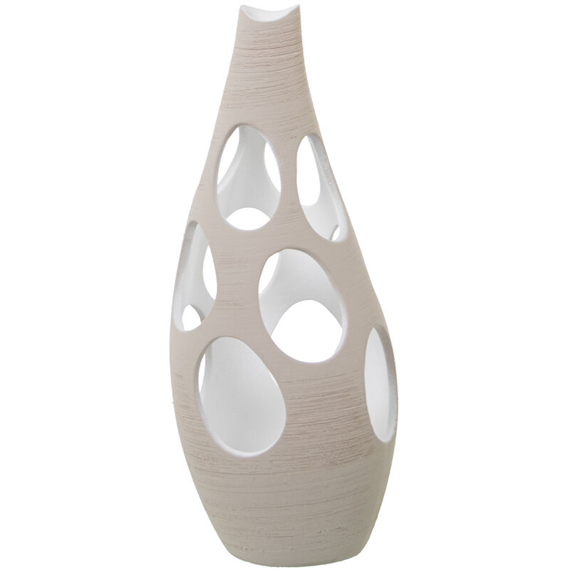 Fijalo - Vase Céramique 45 Cm Rayé Brut Trous Cercles °17X45 Cm