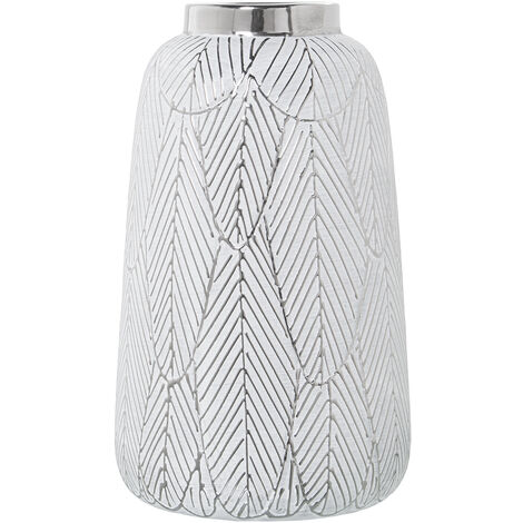 Vase Céramique Blanc/Argent °16,5X28 Cm