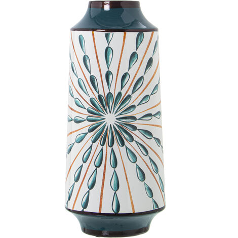 Vase Céramique Blanc/Bleu °14X30 Cm