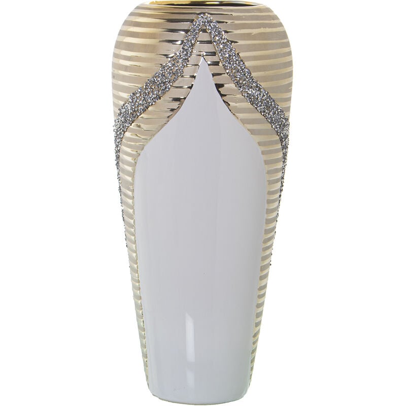 Fijalo - Vase en céramique blanc/champagne à paillettes °18X40 cm