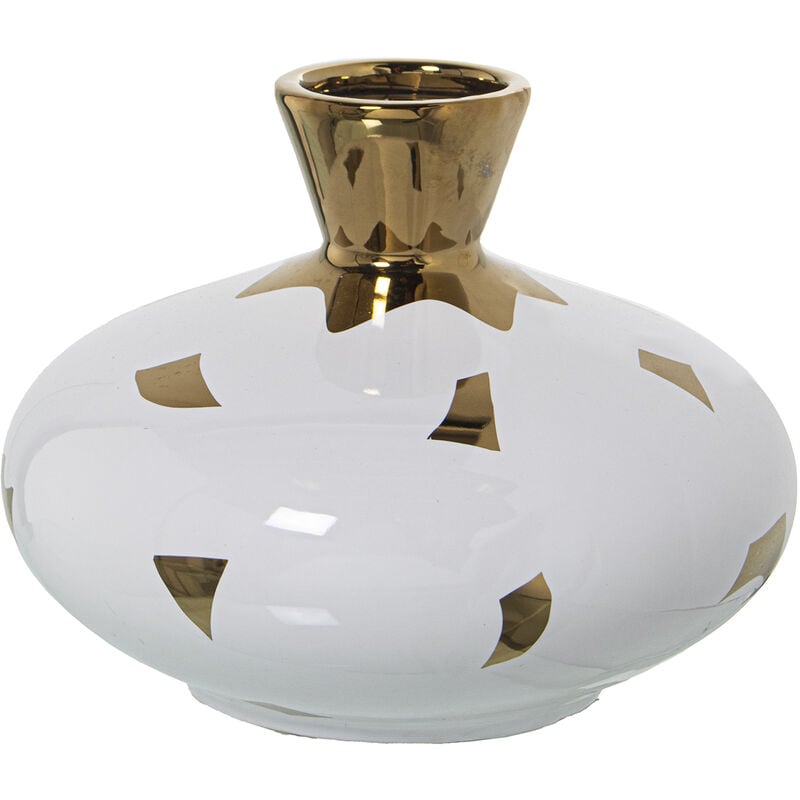 Vase Céramique Blanc/Or °22X18 Cm