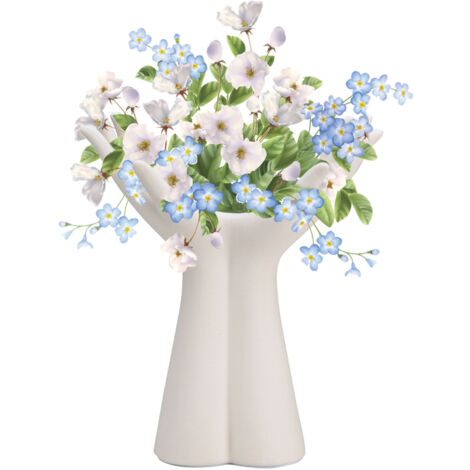 Vase Céramique Blanche avec Design Main Moderne - Grand: 23.5x20x10.5 cm / Petit: 18.5x15x8.3 cm