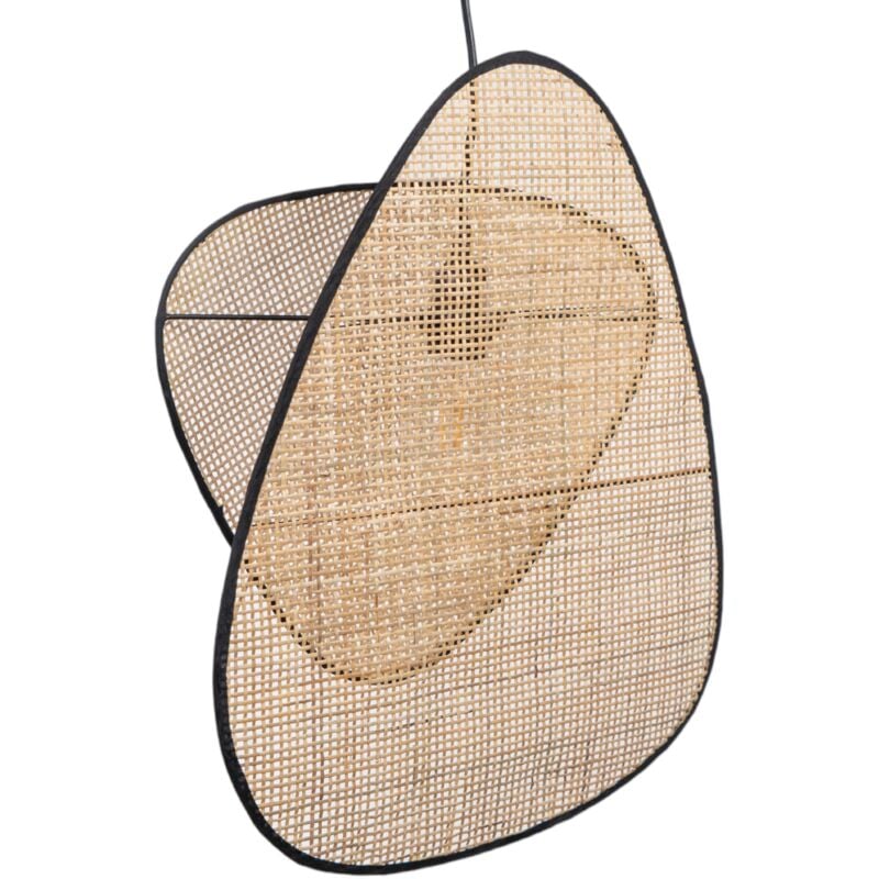 Fijalo - Lampe à suspension en rotin à bord noir