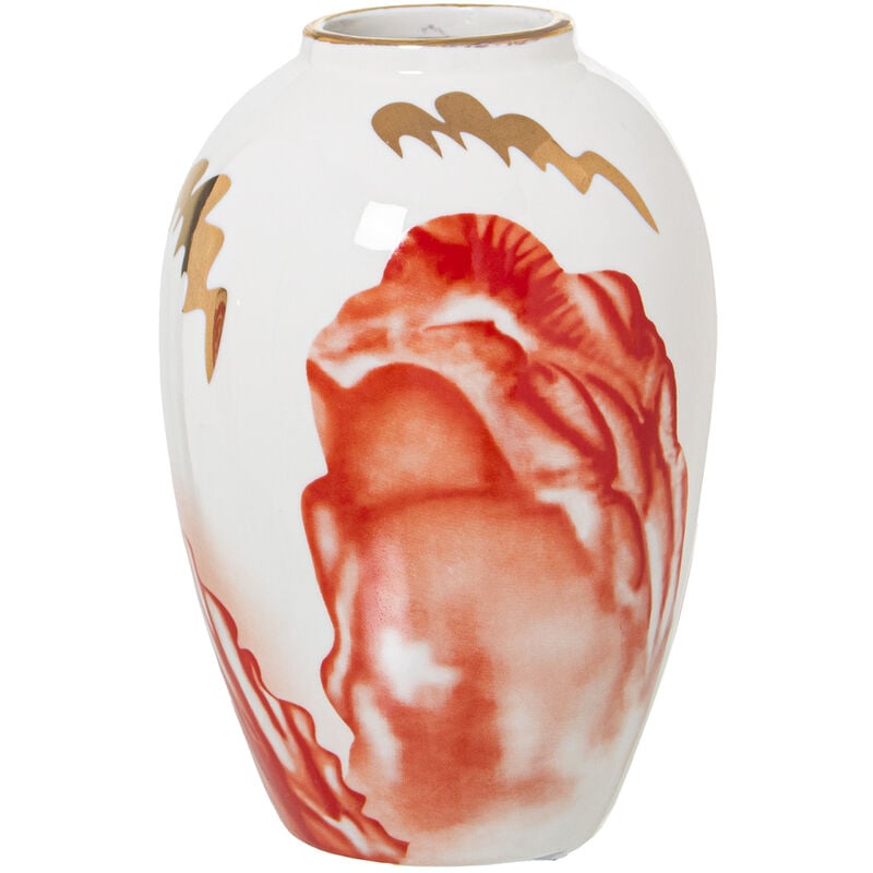 Vase Céramique Blanc/Saumon/Or °13X21 Cm