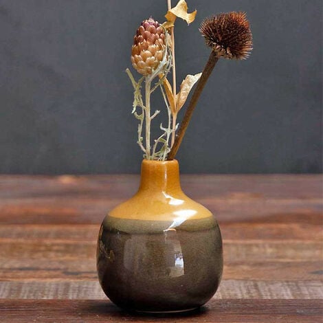 Vase céramique brun et orange Chehoma 9x9cm - Orange