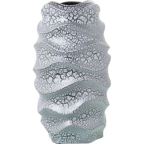 Vase céramique grise effet craquelé pour déco chic - Gris effet craquelé argenté