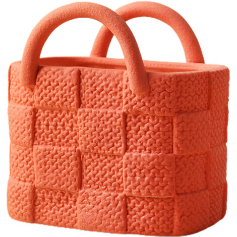 Vase Céramique Marque Personnalisée Artisanale "Sac à Main" Tote Bag Décoratif Rouge - 12.5cm Format Unique (Fleur, Fausse) pour Centre Table