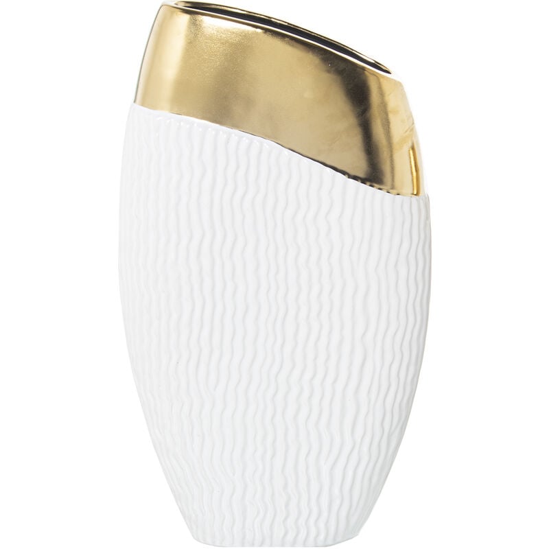 Vase en céramique doré/blanc 23x10x41 cm