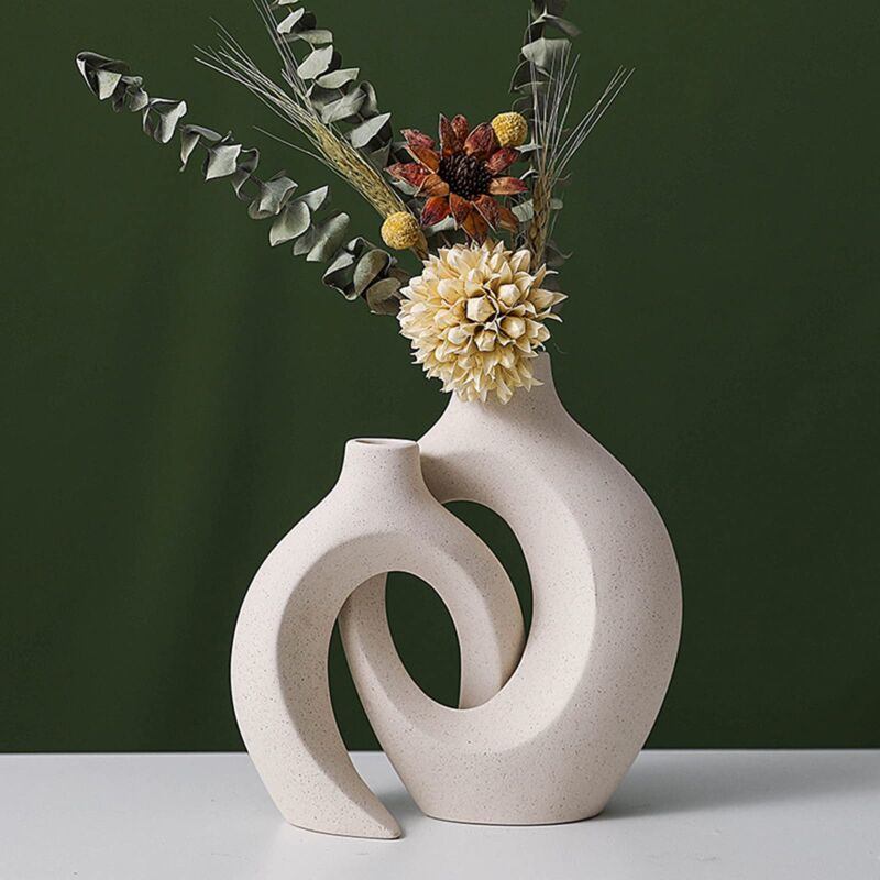 Vase Ceramique, Vase Design, Vase à Fleurs Blanc, Décoration Vase De Table Moderne, Couple Amoureux en Céramique