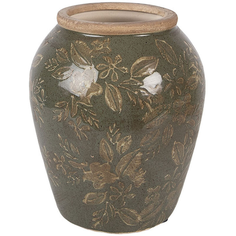 Vase céramique vert brun 15x18x18cm Vase céramique vert brun 15x18x18cm