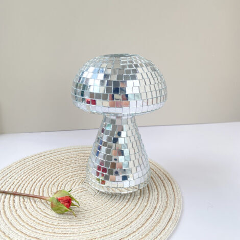 Vase champignon disco, mini vase moderne et élégant, vase en verre pour culture hydroponique, décoration de salon, décoration de fête, argent