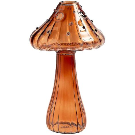 Vase champignon en verre transparent, décoration créative pour le salon, 10 % de réduction [livraison gratuite] - marron