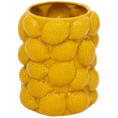 Vase Citron en Céramique "Yucatan" 18cm Jaune