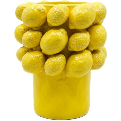 Vase citron en dolomite jaune, style moderne