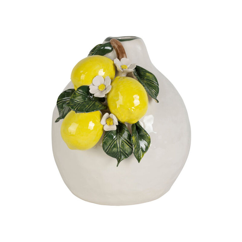 Vase citronniers jaune vert dolomite 21x18x21cm