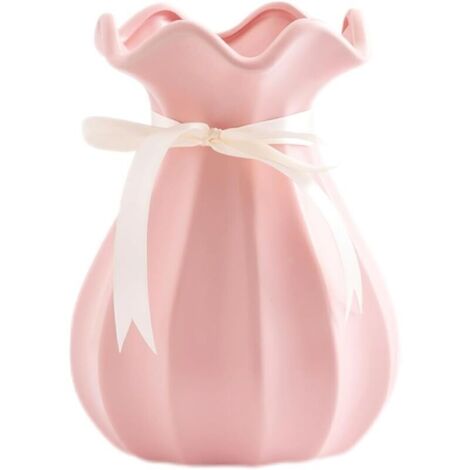 Vase Conique en Céramique Rose, Ornements Compositions Florales Nordiques, Moderne Vase Decoratif, Convient pour la Décoration du Salon, Décoratif en Herbe de la Pampa