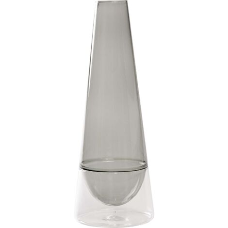 Vase Conosfera 163 en verre borosilicaté soufflé à la main, design élancé et élégant avec technique incalmo, couleur Gris pour intérieurs de luxe